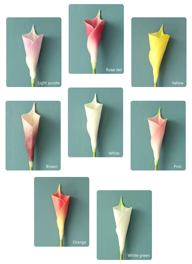 JAROWN PU 인공 꽃 칼라 릴리 무리 가짜 꽃 웨딩 부케 DIY 테이블 홈 웨딩 장식 녹색 식물 Tuin Decoratie (17)