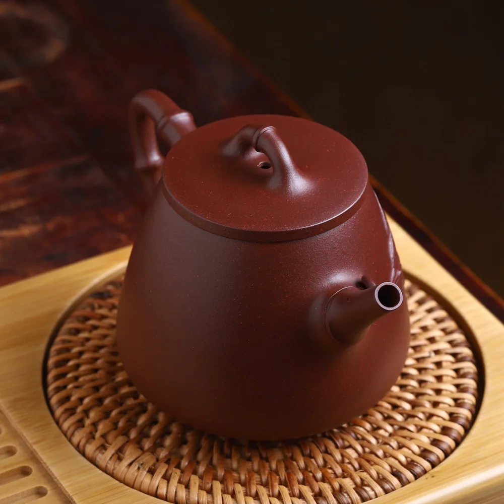 Yixing Clay Teapot Masters Entirely Handmade Bamboo Joint High Stone Scoop Pot Raw Ore Purple Clay Tea Pot Tea Set 240cc
