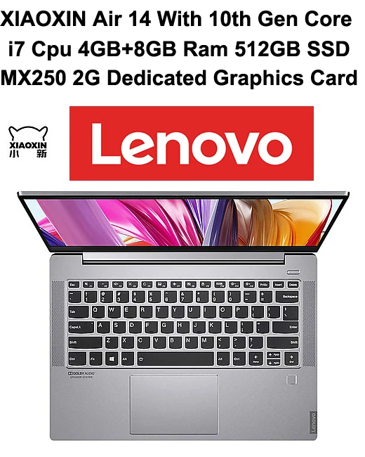 Lenovo Xiaoxin hava ile 14 inç dizüstü bilgisayar son 10th Gen çekirdek i7  işlemci 4GB + 8GB Ram 512GB SSD NVIDIA 2GB özel GPU Metal|Dizüstü Bilg.| -  AliExpress