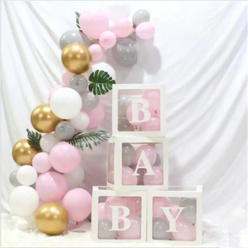 4 шт. буквы прозрачная коробка аксессуары для воздушных шаров Baby Shower счастливый день рождения шарики для свадебного украшения Воздушные шары коробка вечерние Balloo