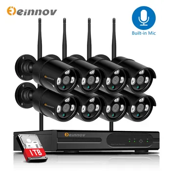 

Einnov 1080P Outdoor IP Camera Wifi 8CH CCTV Set Wireless Security Camera Video Surveillance 8CH Wifi NVR Kit Remote Control HD