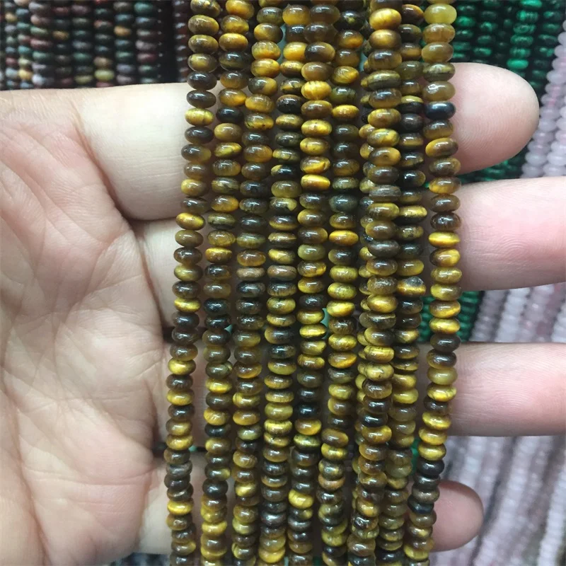 Yellow Tiger Eye 2*4 мм объемный камень Abacus Свободные бусины Круглый драгоценный камень маленькое колесо натуральный камень шарик для энергии исцеления ювелирных изделий DIY браслет - Цвет: Yellow Tiger Eye