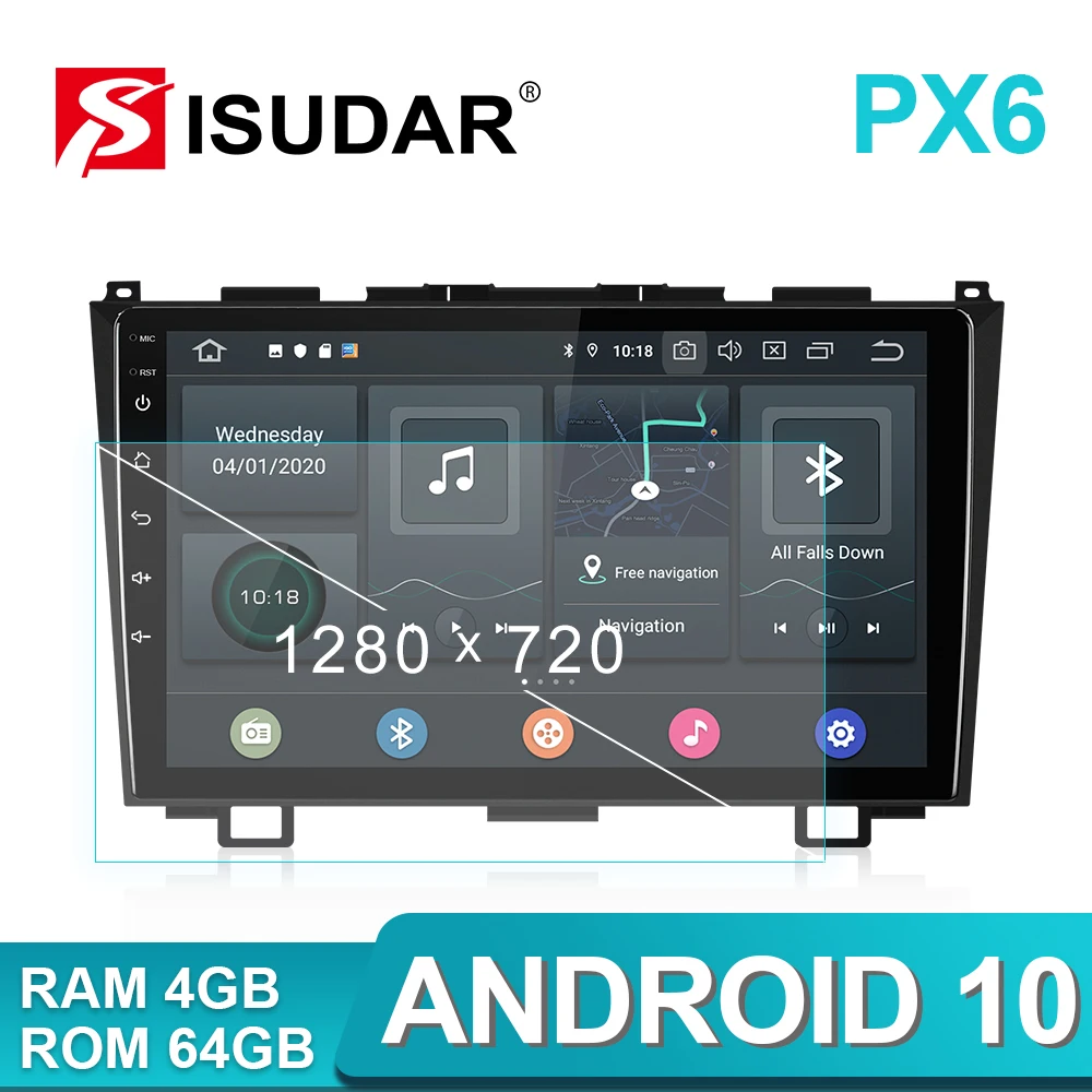 Isudar PX6 Android 10 Автомобильный мультимедийный авто радио для Honda/CRV/CR V 2006 2011 GPS 6 ядер RAM