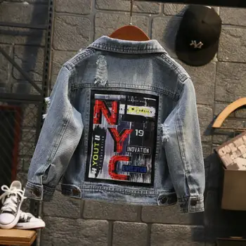 

Children's clothes boys denim jackets Single-breasted letter print casual outerwear Spring jean jackets for boys Y2740