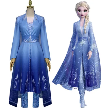 

Movie Frozen 2 Anna Elsa Costume Princess Dress Elsa Cosplay Women Adult/Girls Dress Halloween Costume Snow Queen Elza Vestidos