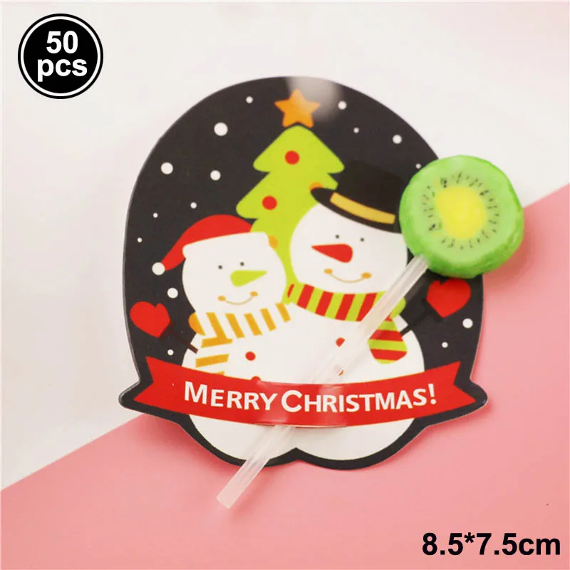 Santa 03 50 шт./компл. Санта-снеговик Единорог Рождество мультфильм конфеты леденец открытка с украшениями для детей день рождения подарок-аксессуар - Цвет: Santa 03