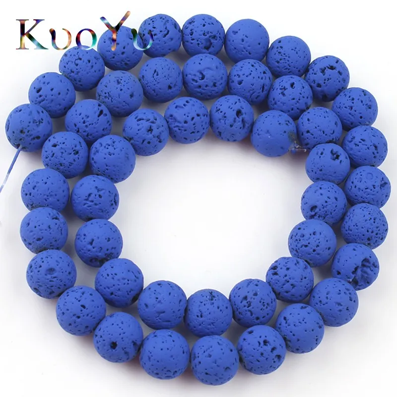 Royal Blue Lava Volcanic Rock Hematite Stone Rubber Beads Round Loose Bead For Jewelry Making Diy Wowen Charm Bracelets 6/8/10MM | Украшения