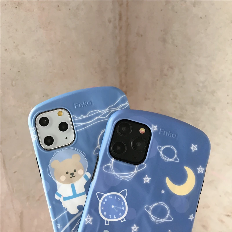 Мультяшный синий дуга милый медведь анти-осень чехол s для iphone 11 11Pro Max XR X XS Max 6S 7 8 Plus Мягкий чехол для телефона пары задняя крышка