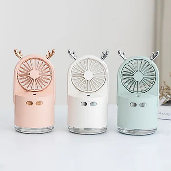 

Household Humidifier Fan Colorful Night Light Mini Fan USB Rechargeable Portable Desktop Air Humidifiers Air Cooler Fan For Home