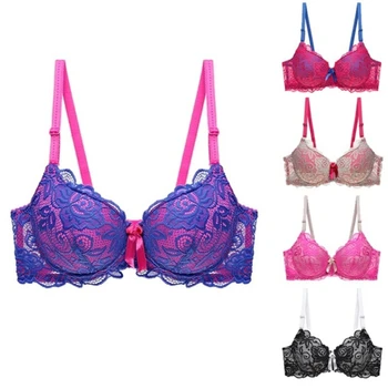 

Plus Size Lace Bras For Women Sexy Lingerie Super Push up Brassiere Girl Deep V B C Women's Bralette Underwear