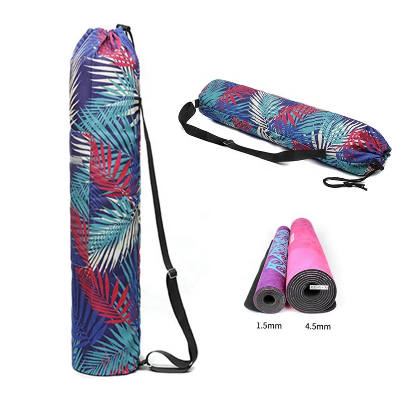 

Fashion Canvas Yoga Bag String Drawing Yoga Gym Bag Eco Printed Canvas Yoga Mat Bag Adjustable Strap Pilates Mat Carrier Women