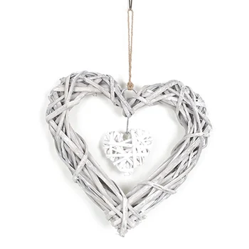 

Pretty Double Heart Wedding Resin Wicker Wall Hanging Decor Ornament Party Gift P7Ding
