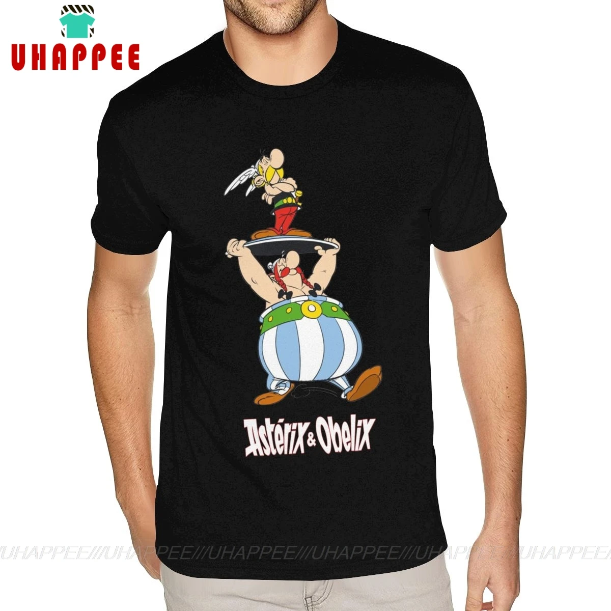 Лучшие футболки Asterix и Obelix мужские черные с коротким рукавом принтом на заказ |