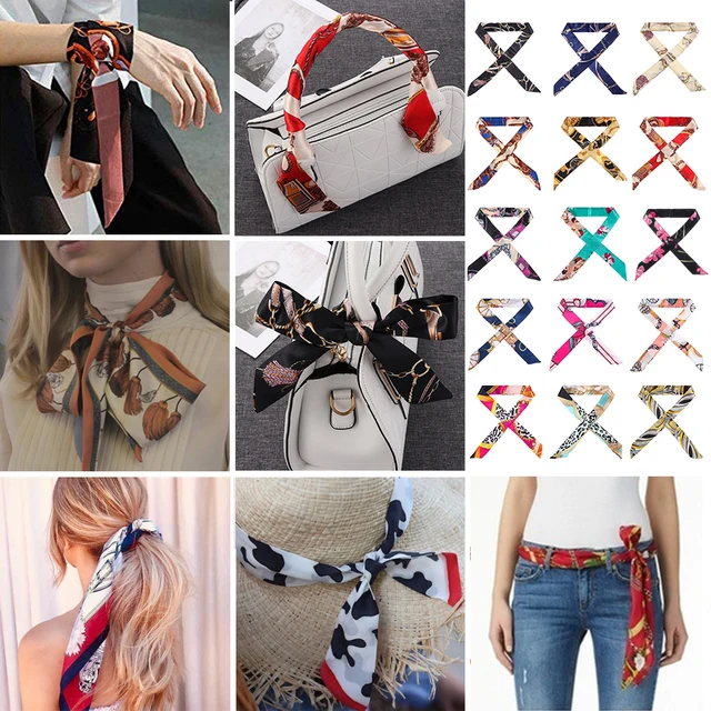 1Pcs Mini Ribbon Floral Scarf Handbag Handle Tie Bag Belt Strap