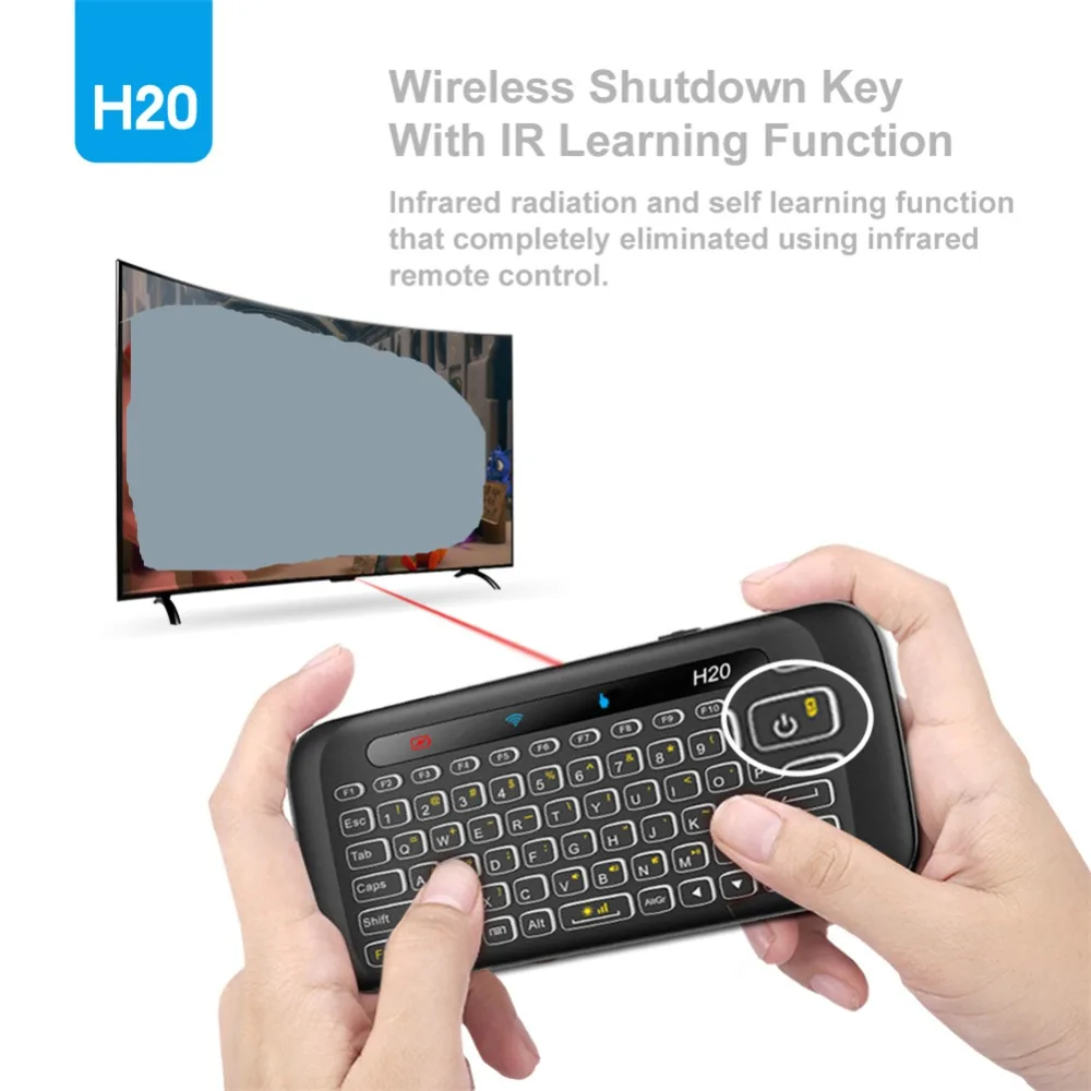 20 шт. H20 Air mouse с подсветкой 2,4 ГГц беспроводной полный сенсорный экран игровая клавиатура с подсветкой ручной пульт дистанционного управления