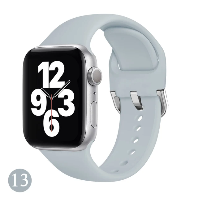 Soft Rubber Sport Band For Apple Watch SE 44mm 40mm Buckle Strap on Smart iWatch Correa Watchband Bracelet Series 65432 42mm38mm Cloud ash