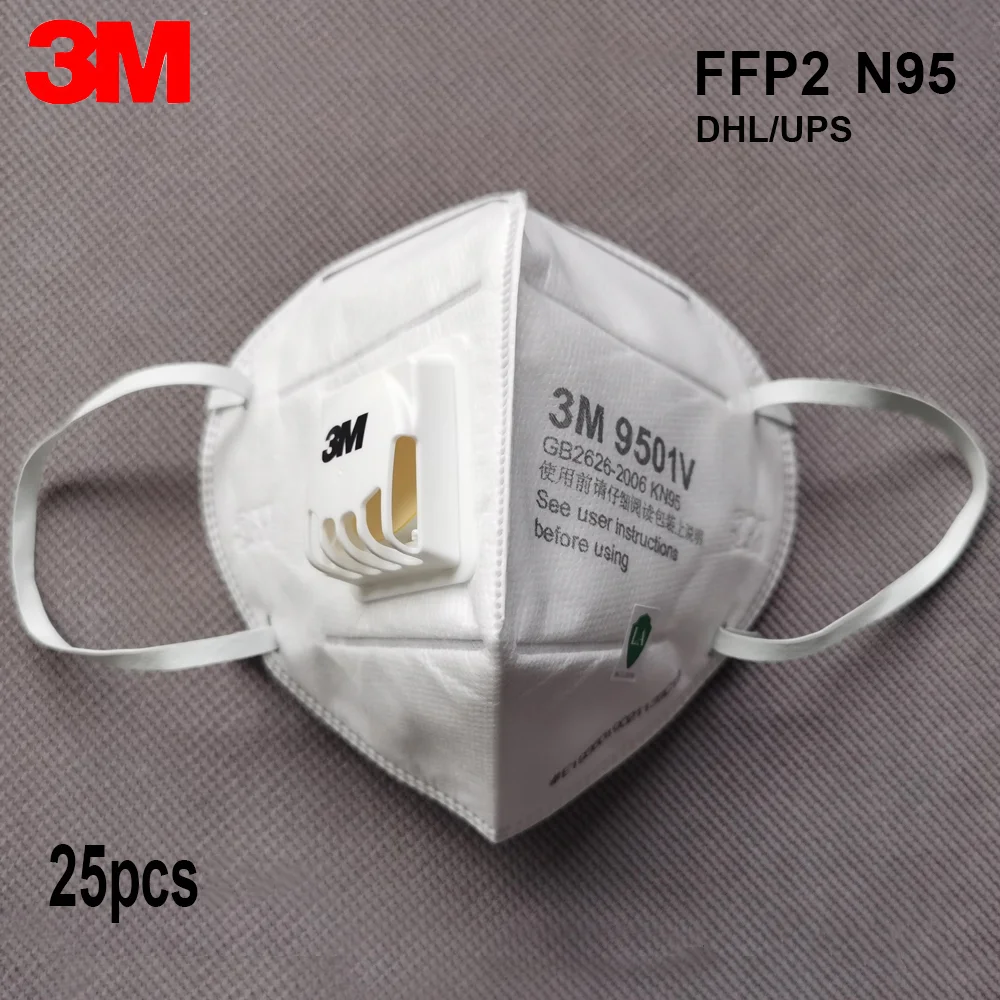 

25PCS 3M mask 9501V Mask Anti Dust masks KN95 Masks Anti-haze Riding Protective Masks Anti-particles Filter Material Dust mask