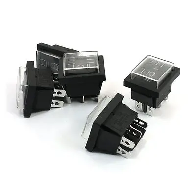 

5PCS 16A 250V 20A 125V AC DPDT 3-Positions Black Rocker Switch w Cover