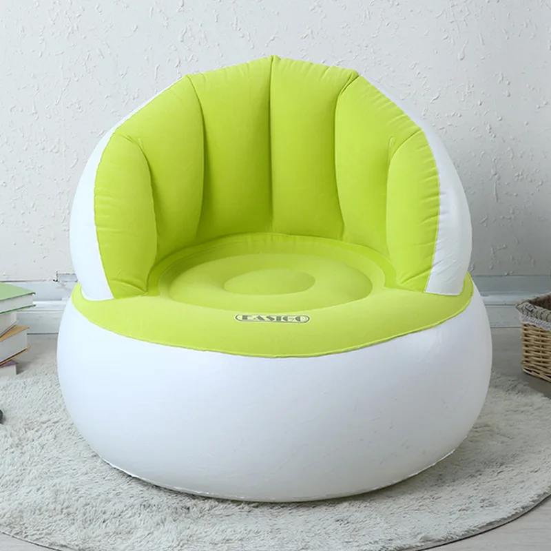 Ребенок/взрослый дом открытый надувной круглый диван флокированные пвх воздушные стулья дуть ленивые кушетки с ножной насос - Цвет: adult green