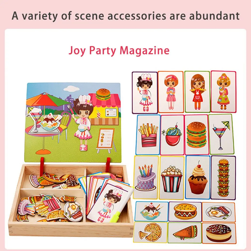 Деревянный магнитный паззл, игрушки для детей, 3D головоломка, фигурка животных, доска для рисования, Обучающие деревянные игрушки для детей