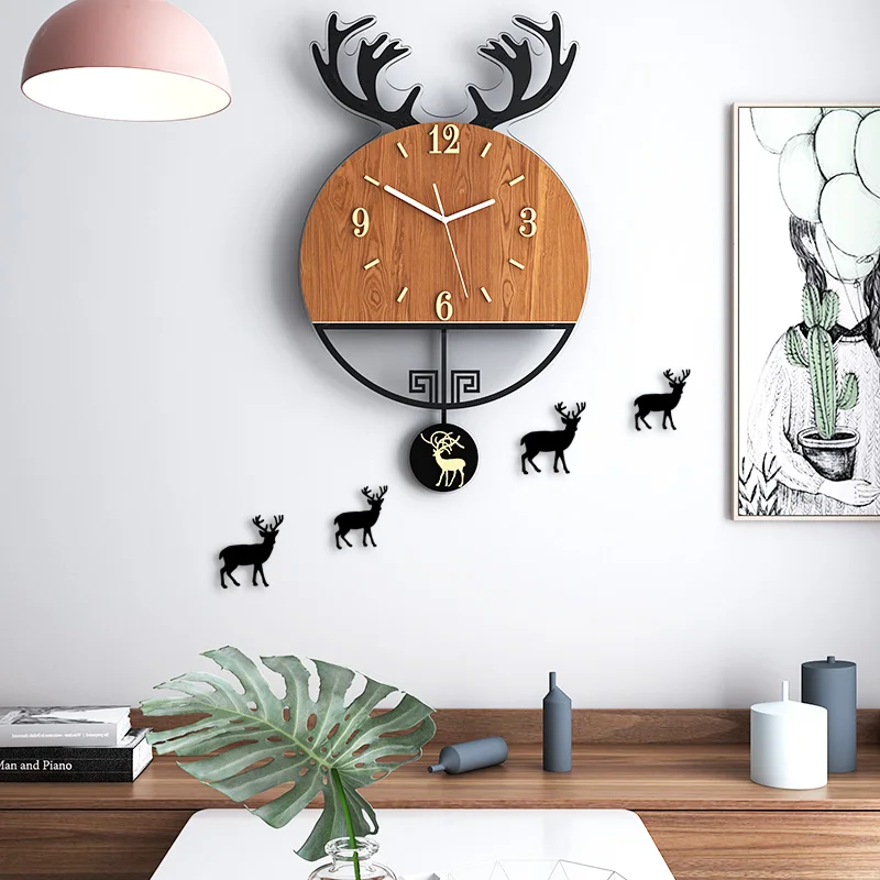 

Silent Swingable Wall Clock Modern Design Hanging Clocks With Wall Stickers Metal Pointer Quartz Creative Watch Free Shipping