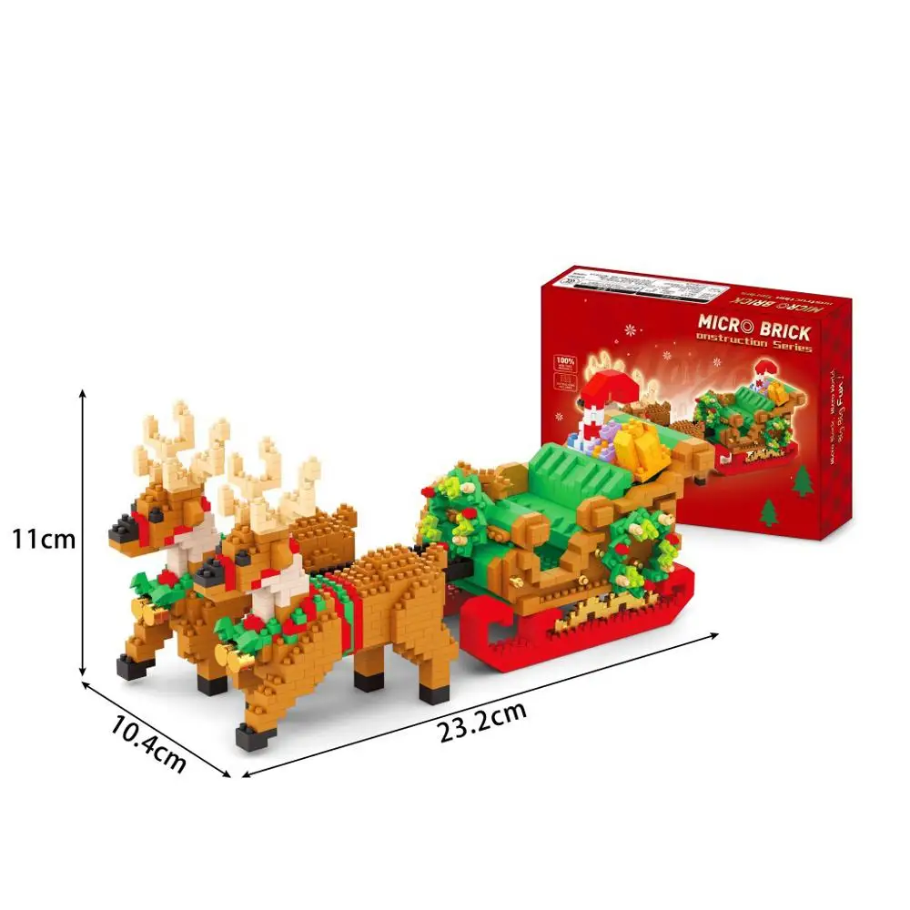 

Santa's reindeer sledge building bricks Christmas micro diamond block XMAS model nanobricks educational toys for children gifts
