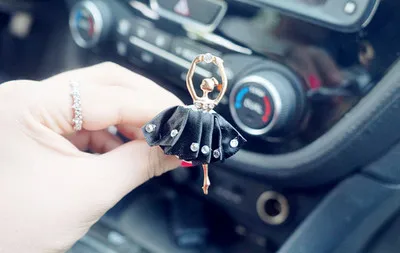 Балетная девушка автомобиль воздуха на выходе Духи с бриллиантами милый автомобиль кондиционер духи украшение-зажим - Название цвета: black