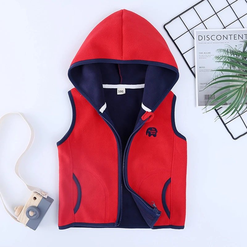 Outono com Capuz Coletes para Meninos de Alta Sundae Anjo Polar Velo Colete Menina Animais Qualidade Crianças Gilet Fille Coletes 2-8 y 22 com capuz animais coletes para meninos de