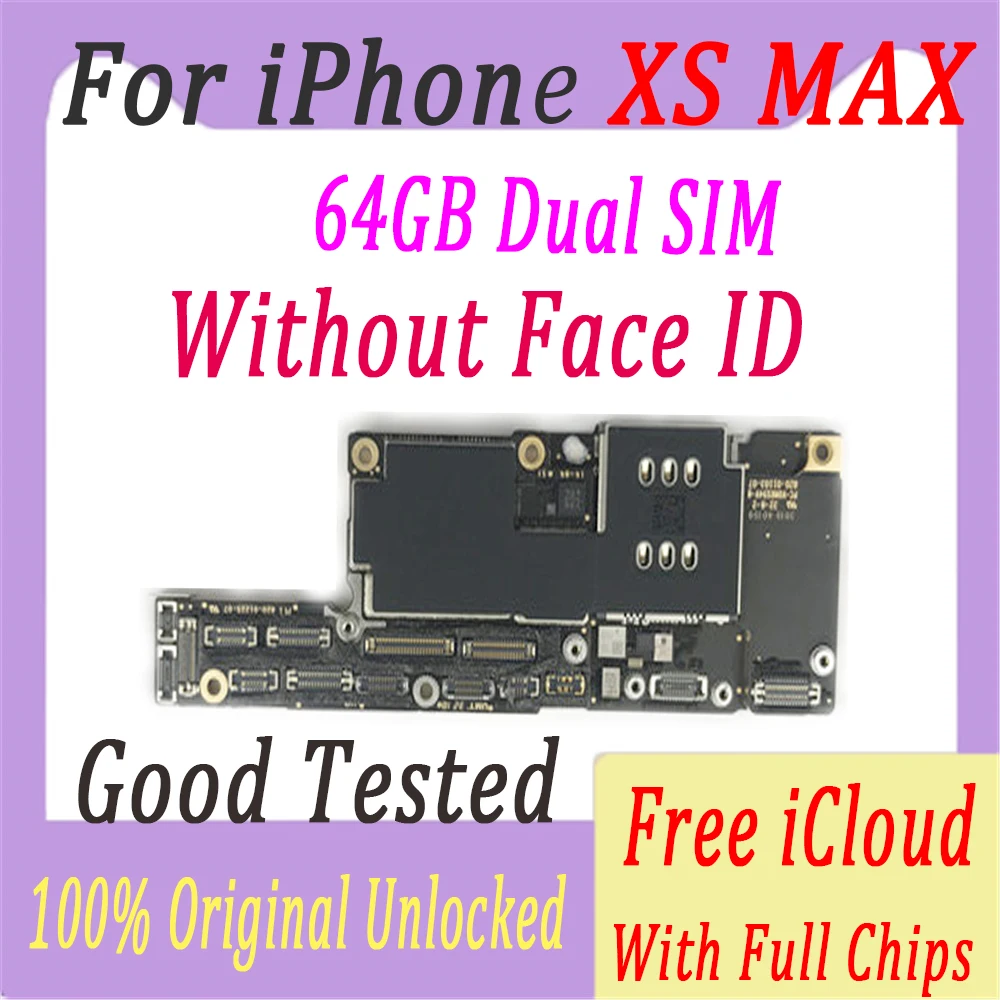64GB NO Face ID(Dual Бесплатный iCloud для iPhone XS Max с/без лица ID материнская плата оригинальная разблокированная для iPhone XS Max логическая плата хорошее тестирование - Цвет: 64GB NO Face ID(Dual
