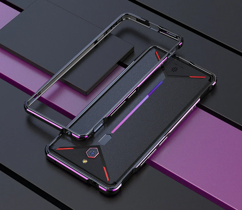 Для zte Nubia Red magic 3 Роскошный ультра тонкий металлический алюминиевый бампер рамка чехол для zte Nubia Red magic 3 - Цвет: black purple