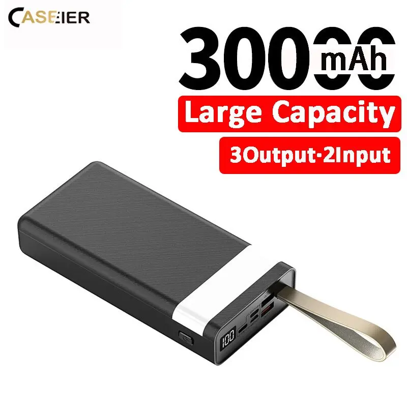 CASEIER 30000mAh Портативное зарядное устройство банк большой емкости с прямоугольным
