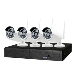 Système de caméra de sécurité sans fil, 8 canaux, NVR, 4 pièces, Vision nocturne, Wifi, IP, 1080P, étanche, alerte de mouvement, prise ue, 1080P 