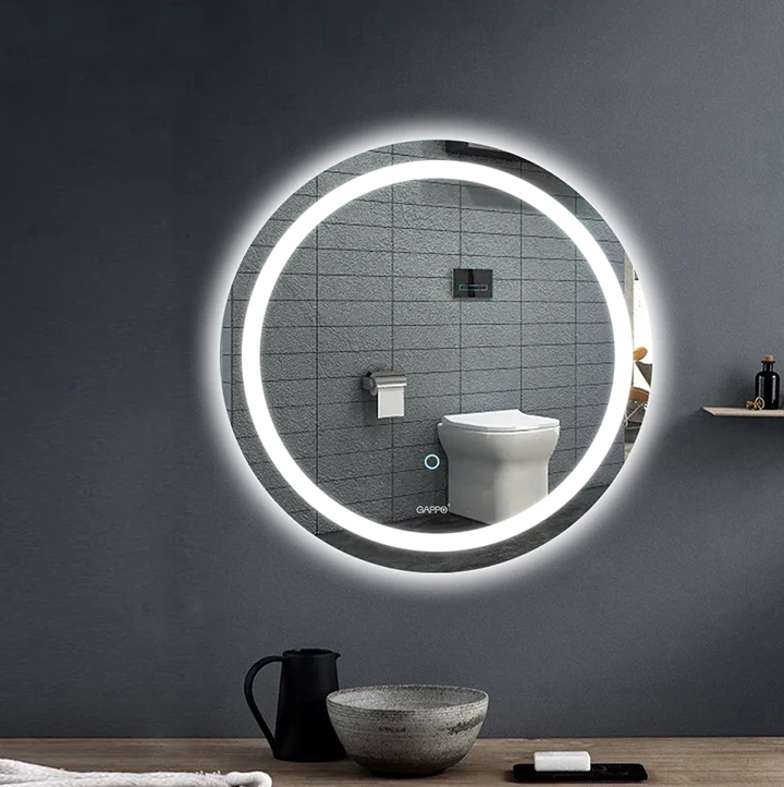 Gappo зеркала для ванной комнаты Круглый Led косметическое зеркало сенсорный выключатель светильник регулируемое настенное зеркало для макияжа Высокое разрешение серебро