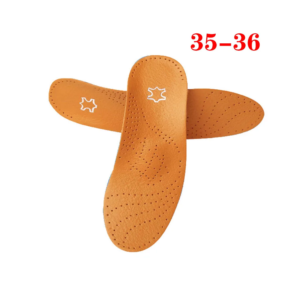 35-36 1 Pair Unisex Orthotic Flatfoot Shoe Insoles Leather High Arch Support Orthopedic Pad for Correction OX Leg Health foot Care - Цвет: 35-36