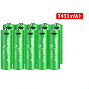 

10Pcs/lot New 1.5V 3400mWh AA rechargeable battery USB rechargeable lithium battery fast charging via Micro USB cable
