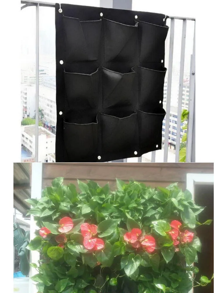 9 Pockets Garden ing Planter Vertical Garden ing Planter Bag Indoor Outdoor Wall Balcony Herbs