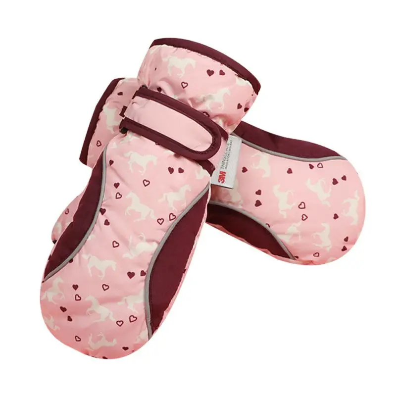 Детские зимние мягкие тёплые перчатки, военные снеговики, вакуумные хлопковые и бархатные водонепроницаемые Нескользящие варежки - Цвет: L
