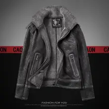 Высококачественная Мужская кожаная куртка, зимняя байкерская куртка, толстое теплое кожаное пальто, черная мотоциклетная куртка, облегающая Кожаная Куртка Пилота