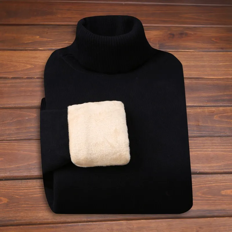 

MRMT 2023 Brand New Men's Plus Velvet Padded Long Sleeved T Shirt Men's Warm Top Bottoming Sweater High Neck Men's Sweater