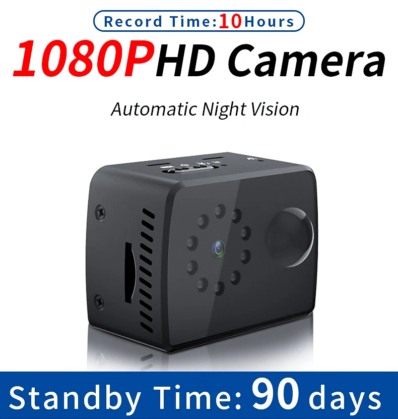 Small black MD20 mini camera on display