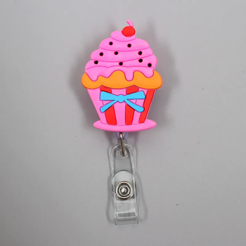 New Cute Donuts & Cake Retractable Pull Nurse Students Badge Reel ID Lanyard Name Tag Card Badge Holder Reels For KIDS 1 Pc