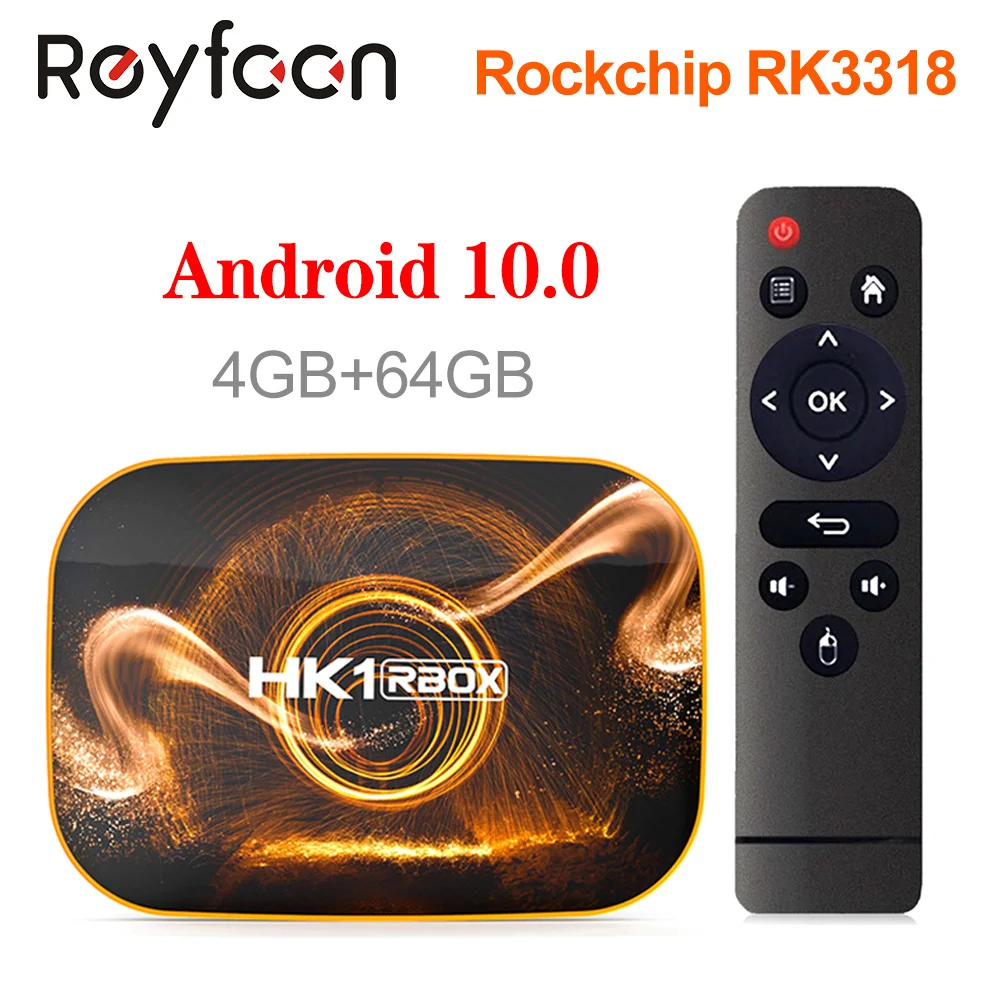 HK1 RBOX Android 10 Smart TV Box 4 Гб 64 32 Rockchip RK3318 1080P H.265 5G Wifi 4K Google Player Store Youtube Set Top Box|ТВ-приставки