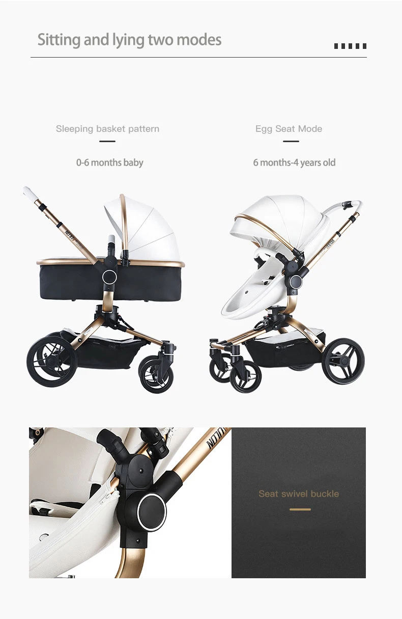 Aulon fast free delivery three-in-one stroller high landscape stroller shock-absorbing stroller high-end PU leather stroller