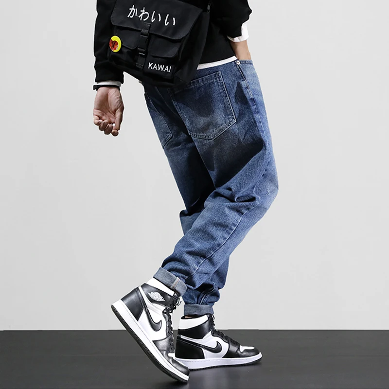 Korean Style Fashion Men Jeans Loose Fit Embroidery Designer Harem Jeans Streetwear Hip Hop Jeans Men 3