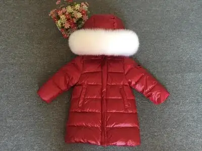 color 16 fox fur Утепленные парки с натуральным енотовым мехом для мальчиков и девочек на температуру до-30 градусов, для русской зимы длинное пуховое пальто 90, куртка пальто, одежда для маленьких детей - Цвет: color 16 fox fur