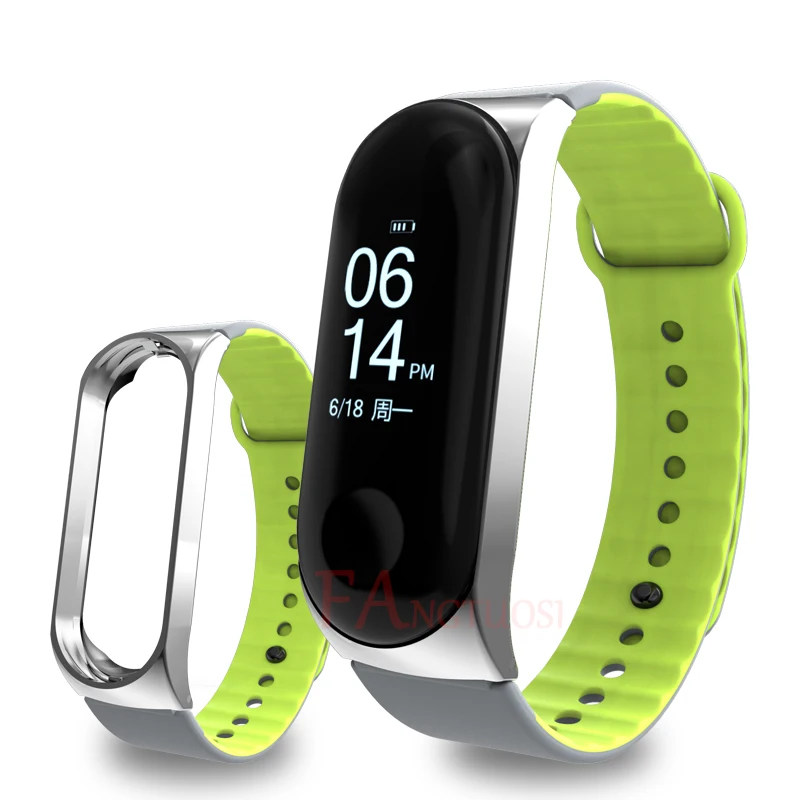 FANGTUOSI для mi Band 4 mi band 3 ремешок Спортивный Браслет Силиконовый металлический чехол ремешок для Xiaomi mi Band 4 3 Correa