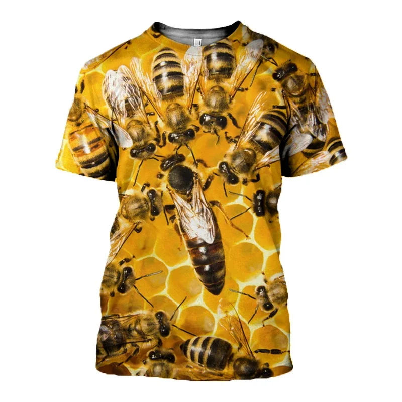 Insekt biene 3D Gedruckt männer t shirt Reine Raw Honig Harajuku Mode kurzarm shirt sommer straße Casual Unisex t-shirt DW0038 – Detail 5