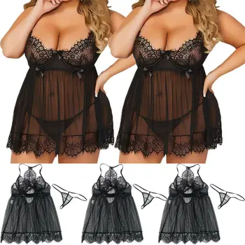 

Sexy Lingerie Women Robe Dress Babydoll Nightdress Nightgown Sleepwear Plus size
