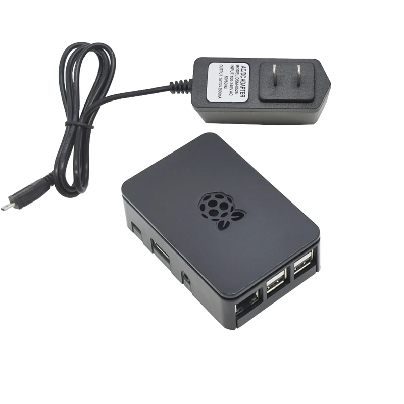 Для Raspberry Pi 3 Model B+(Plus)+ Abs чехол+ 5V 2.5A Мощность адаптер с поддержкой Wi-Fi и Bluetooth Декодер каналов кабельного телевидения штепсельная вилка стандарта США