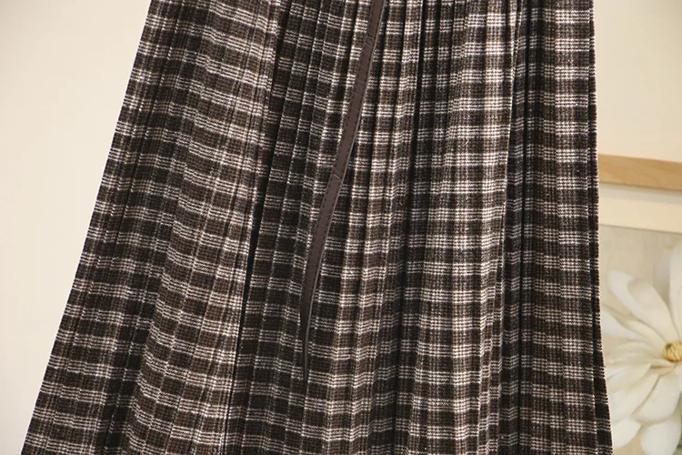 Blvyisla 3XL оверсайз c высокой талией, эластичные юбки Для женщин туфли в стиле ретро; ботинки до середины клетчатая юбка с поясом Осень-зима, верхняя одежда